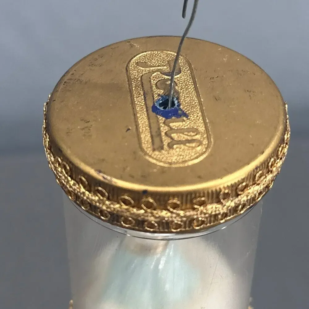 VTG Handmade Baby Angel Pill Bottle Ornament Set 3 Plastic Diorama Gold Trim 50s